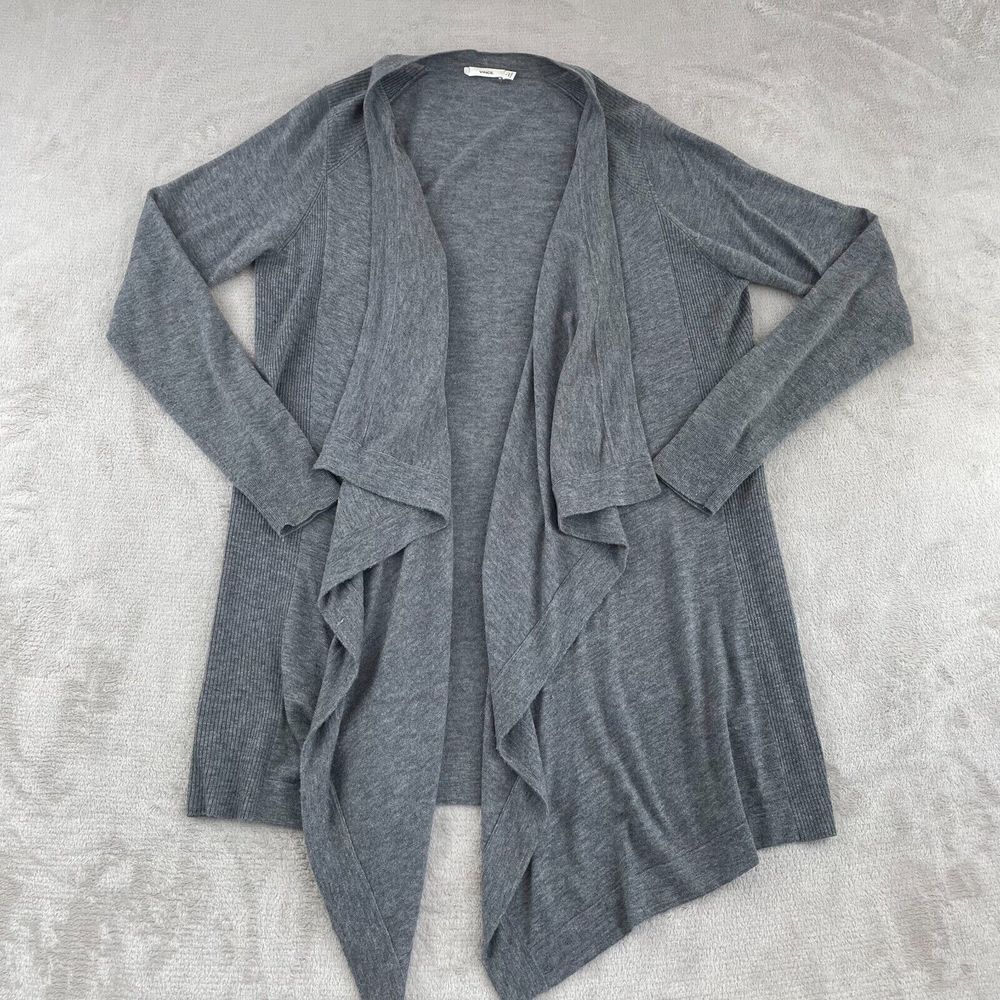 Vince Cardigan Sweater‎ Women Medium Grey Wool Blend Open Front Long Sleeve